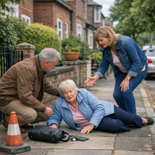 fallen over in public place